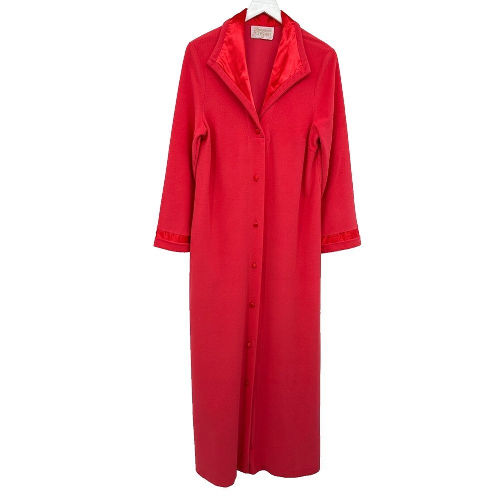 Vintage Loungewear by Gossard Housecoat Robe Size Large Maxi Pink Velour USA‎